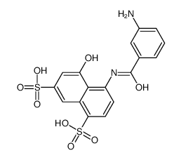 4-[(3-aminobenzoyl)amino]-5-hydroxynaphthalene-1,7-disulphonic acid结构式