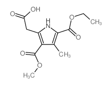 2-(5-ethoxycarbonyl-3-methoxycarbonyl-4-methyl-1H-pyrrol-2-yl)acetic acid结构式