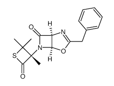 (3S)-3-[(1S,5R)-3-benzyl-7-oxo-4-oxa-2,6-diazabicyclo[3.2.0]hept-2-en-6-yl]-3,4,4-trimethylthietan-2-one Structure