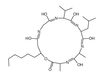 19-hexyl-3,6-dimethyl-9-(2-methylpropyl)-12-propan-2-yl-1-oxa-4,7,10,13,16-pentazacyclononadecane-2,5,8,11,14,17-hexone Structure