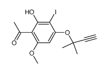 2-hydroxy-3-iodo-4-O-(1,1-dimethylpropargyl)-6-methoxy-acetophenone结构式