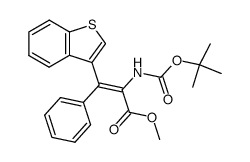 (Z)-3-Benzo[b]thiophen-3-yl-2-tert-butoxycarbonylamino-3-phenyl-acrylic acid methyl ester Structure