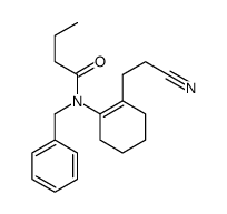 N-benzyl-N-[2-(2-cyanoethyl)cyclohexen-1-yl]butanamide结构式