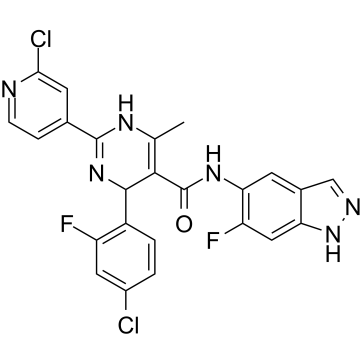 4-(4-chloro-2-fluorophenyl)-2-(2-chloropyridin-4-yl)-1-(6-fluoro-1H-indazol-5-yl)-6-methyl-4H-pyrimidine-5-carboxamide Structure