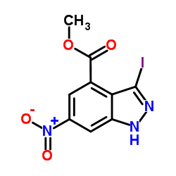 Methyl 3-iodo-6-nitro-1H-indazole-4-carboxylate结构式