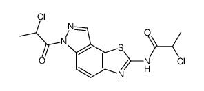 2-chloro-N-[6-(2-chloropropionyl)-6H-pyrazolo[4',3':3,4]benzo[1,2-d]thiazol-2-yl]-propionamide Structure