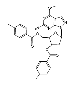 6-amino-1-[2'-deoxy-3',5'-di-O-(p-toluoyl)-β-D-erythro-pentofuranosyl]-4-methoxy-1H-pyrazolo[3,4-d]pyrimidine Structure