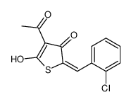 (2Z)-4-acetyl-2-[(2-chlorophenyl)methylidene]-5-hydroxythiophen-3-one结构式