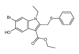 6-Bromo-1-ethyl-5-hydroxy-2-phenylsulfanylmethyl-1H-indole-3-carboxylic acid ethyl ester结构式