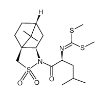 (2R)-N-((2S)-2-((bis(methylthio)methylidene)amino)-4-methylpentan-1-oyl)bornane-10,2-sultam结构式