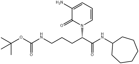 (S)-叔丁基4-(3-氨基-2-氧代吡啶-1(2H)-基)-5-(环庚基氨基)-5-氧代戊基氨基甲酸酯结构式