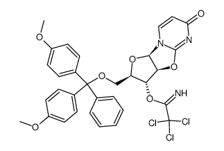 5'-O-(4,4'-dimethoxytrityl)-2,2'-O-anhydro-1-(β-D-arabinofuranosyl)uracil 3'-O-trichloroacetimidate结构式