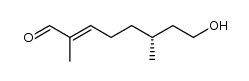 (6R)-(+)-2,6-dimethyl-8-hydroxy-2-octenal结构式