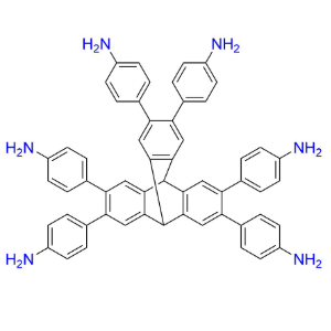 4,4',4",4"',4"",4""'-(9,10-dihydro-9,10-[1,2]benzenoanthracene-2,3,6,7,14,15-hexayl)hexaaniline structure