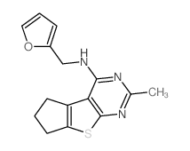 N-(furan-2-ylmethyl)-3-methyl-7,8-dihydro-6H-cyclopenta[4,5]thieno[1,2-c]pyrimidin-1-amine结构式