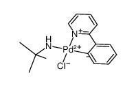 b-(tert-butylamine)-a-chloro-dc-[2-(2'-pyridyl)phenyl-N',C]palladium Structure