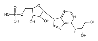 [(2R,3S,4R,5R)-5-[6-[(2-chloro-1-hydroxyethyl)amino]purin-9-yl]-3,4-dihydroxyoxolan-2-yl]methyl dihydrogen phosphate结构式