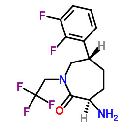 (3R,6S)-3-amino-6-(2,3-difluorophenyl)-1-(2,2,2-trifluoroethyl)azepan-2-one structure