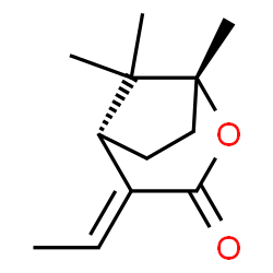 2-Oxabicyclo[3.2.1]octan-3-one,4-ethylidene-1,8,8-trimethyl-,(1R,4E,5S)-(9CI) structure