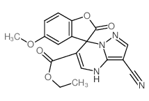 ethyl 3'-cyano-5-methoxy-2-oxospiro[1-benzofuran-3,7'-1H-pyrazolo[1,5-a]pyrimidine]-6'-carboxylate Structure