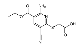 3-Pyridinecarboxylic acid, 2-amino-6-[(carboxymethyl)thio]-5-cyano-, 3-ethyl ester Structure