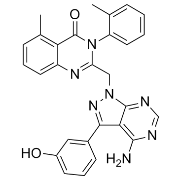 2-[[4-氨基-3-(3-羟基苯基)-1H-吡唑并[3,4-D]嘧啶-1-基]甲基]-5-甲基-3-(2-甲基苯基)-4(3H)-喹唑啉酮图片