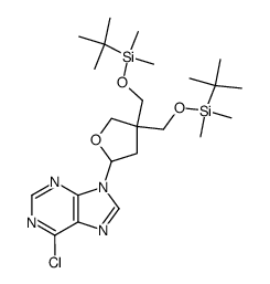 (+/-)-6-chloro-9-[4,4-bis-(t-butyldimethylsilyloxymethyl)tetrahydrofuran-2-yl]-purine Structure