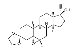 3,3-ethanediyldioxy-5,6α-epoxy-19-nor-5α,17βH-pregn-20-yn-17-ol Structure