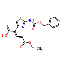 (2E)-2-(2-{[(Benzyloxy)carbonyl]amino}-1,3-thiazol-4-yl)-5-ethoxy-5-oxo-2-pentenoic acid结构式