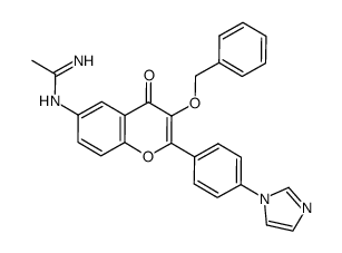2-[(4-imidazol-1-yl)-phenyl]-3-benzyloxy-6-[(1-iminoethyl)amino]-4H-1-benzopyran-4-one Structure