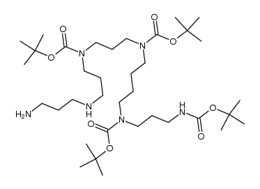 25-amino-2,2-dimethyl-4-oxo-3-oxa-5,9,14,18,22-pentaazapentacosane-9,14,18-tricarboxylic acid tris(1,1-dimethylethyl) ester结构式