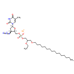 Sodium 3'-azido-3'-deoxy-5'-O-{[2-ethoxy-3-(hexadecyloxy)propoxy]phosphinato}thymidine结构式