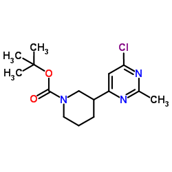 3-(6-氯-2-甲基嘧啶-4-基)哌啶-1-甲酸叔丁酯结构式