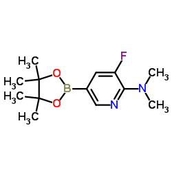 3-Fluoro-N,N-dimethyl-5-(4,4,5,5-tetramethyl-1,3,2-dioxaborolan-2-yl)-2-pyridinamine Structure