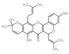 6H,7H,11H-Bis[1]benzopyrano[4,3-b:6',7'-e]pyran-7-one,3,8-dihydroxy-11,11-dimethyl-13-(3-methyl-2-butenyl)-6-(2-methyl-1-propenyl)-(9CI)结构式