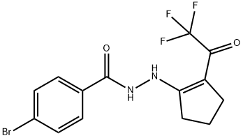 4-bromo-N'-[2-(trifluoroacetyl)cyclopent-1-en-1-yl]benzohydrazide structure