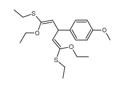 (1,5-diethoxy-3-(4-methoxyphenyl)penta-1,4-diene-1,5-diyl)bis(ethylsulfane)结构式