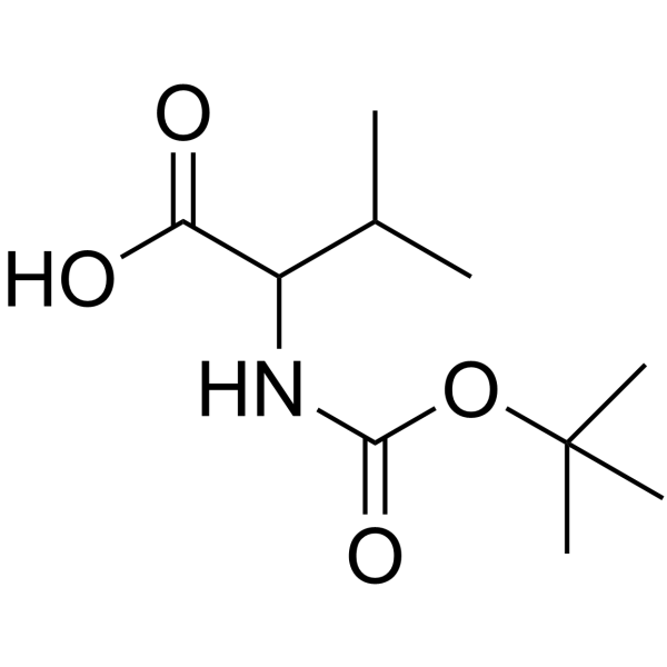 2-((叔丁氧羰基)氨基)-3-甲基丁酸结构式