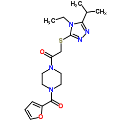 Piperazine, 1-[[[4-ethyl-5-(1-methylethyl)-4H-1,2,4-triazol-3-yl]thio]acetyl]-4-(2-furanylcarbonyl)- (9CI) structure