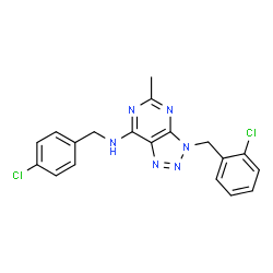 3H-1,2,3-Triazolo[4,5-d]pyrimidin-7-amine, 3-[(2-chlorophenyl)methyl]-N-[(4-chlorophenyl)methyl]-5-methyl- (9CI) picture