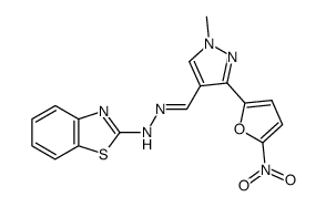 1-methyl-3-(5-nitro-2-furyl)pyrazole-4-carboxaldehyde-2-benzthiazolylhydrazone结构式
