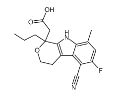 5-cyano-6-fluoro-8-methyl-1-propyl-1,3,4,9-tetrahydropyrano[3,4-b]indole-1-acetic acid结构式