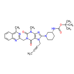 Tert-butyl((3s)-1-(7-(but-2-yn-1-yl)-3-Methyl-1-((4-Methylquinazolin-2-yl) Methyl)-2,6-dioxo-2,3,4,5,6,7-hexahydro-1h-purin-8-yl)piperidin-3-yl)carbaMate Structure