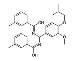 N-[[3-methoxy-4-(2-methylpropoxy)phenyl]-[(3-methylbenzoyl)amino]methyl]-3-methylbenzamide Structure