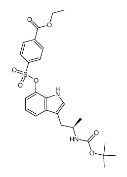 4-[3-((R)-2-tert-Butoxycarbonylamino-propyl)-1H-indol-7-yloxysulfonyl]-benzoic acid ethyl ester结构式