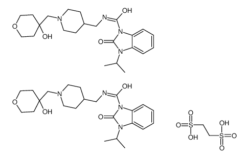 ethane-1,2-disulfonic acid,N-[[1-[(4-hydroxyoxan-4-yl)methyl]piperidin-4-yl]methyl]-2-oxo-3-propan-2-ylbenzimidazole-1-carboxamide Structure