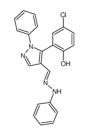 4-chloro-2-(1-phenyl-4-((2-phenylhydrazono)methyl)-1H-pyrazol-5-yl)phenol结构式