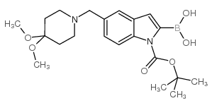 [5-[(4,4-dimethoxypiperidin-1-yl)methyl]-1-[(2-methylpropan-2-yl)oxycarbonyl]indol-2-yl]boronic acid Structure