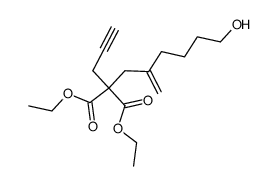 2-[2-(4-hydroxybutyl)allyl]-2-prop-2-ynyl-malonic acid diethyl ester结构式