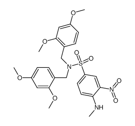 N,N-bis-(2,4-dimethoxy-benzyl)-4-methylamino-3-nitro-benzenesulfonamide结构式